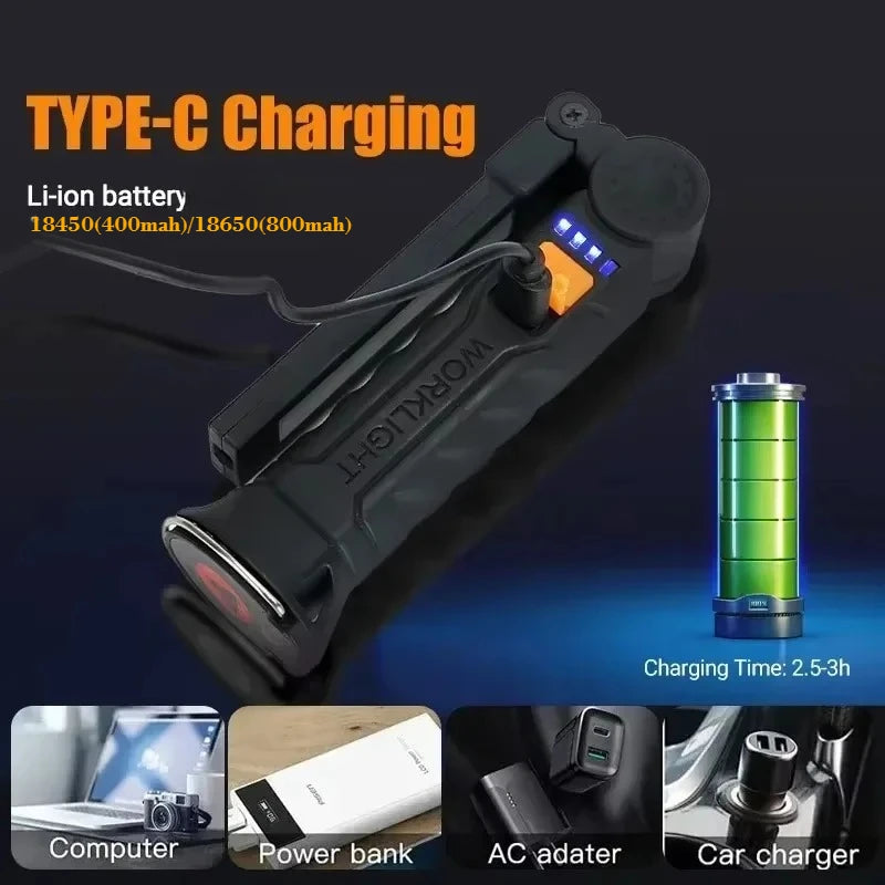 Rechargeable Work Light with Rotating Magnetic Base