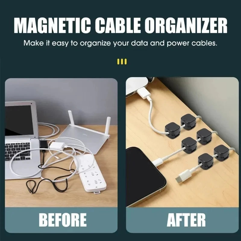 Magnetic Cable Clip Cable Holder Adhesive Wire Keeper Cord Cable Organizer for Home Office Under Desk Management 