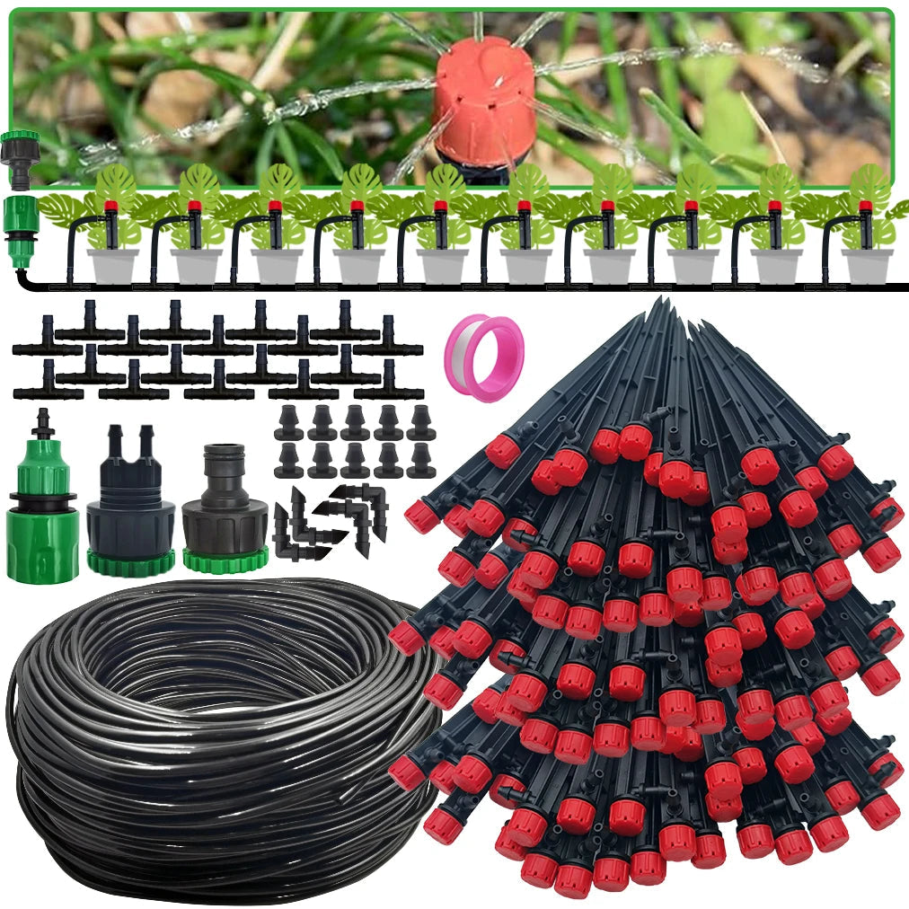 Garden Drip Irrigation Automatic Watering System Kit 1/4'' 13CM Sprinkler for Bonsai Pot Plant Flower Vegetable Greenhouse 