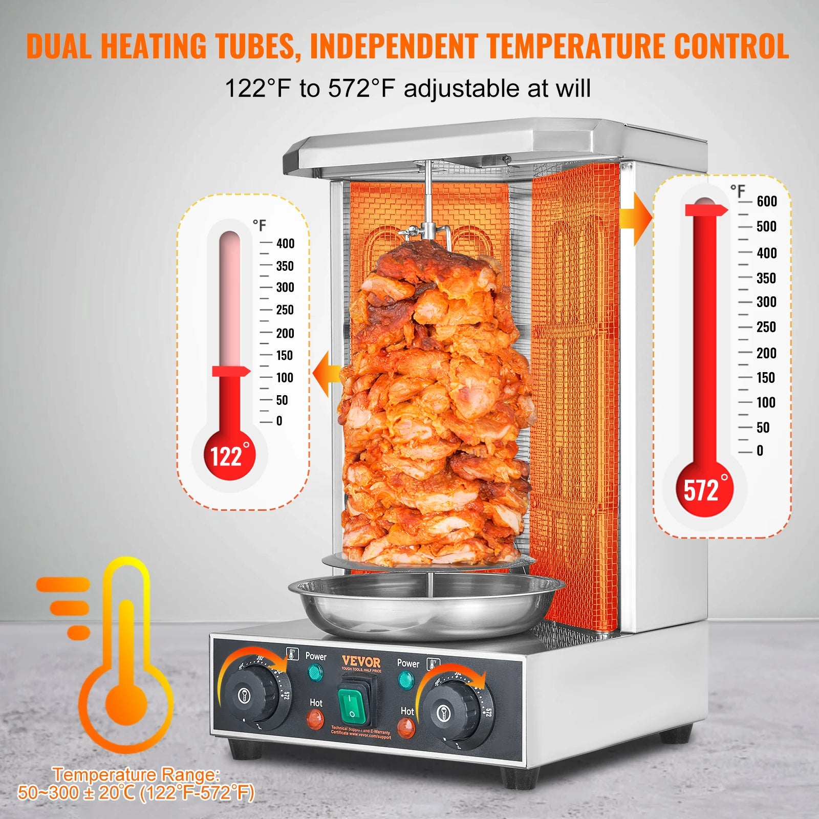 Electric Shawarma Grill Machine 13.7lb Vertical Rotisserie Cooker