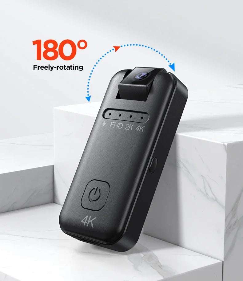 Câmara Micro Full HD 4K Equipamento de Gravação Portátil para Motocicletas, Bicicletas, Registos de Polícia/Aplicação na Lei, Extrema