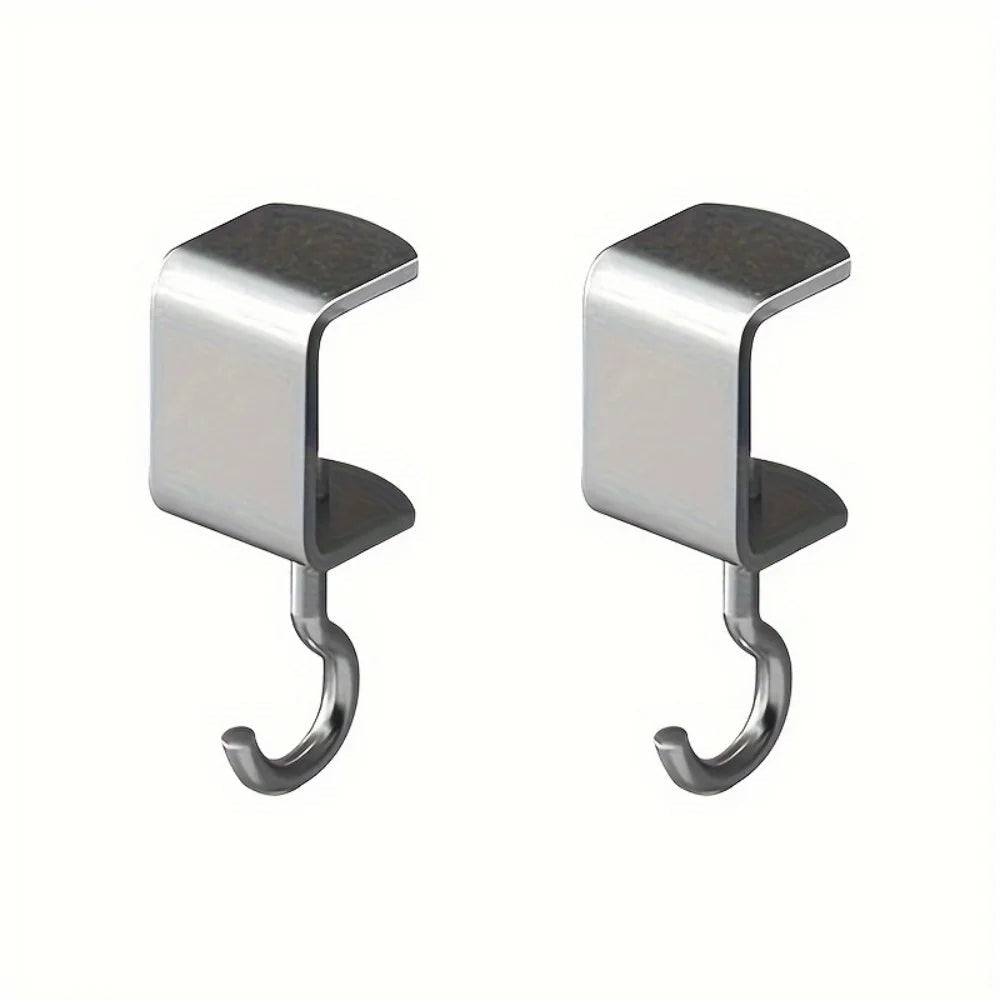 2pcs 360° Rotatable Steel Table Hooks - Detachable, Non-Destructive Installation for Office Desks, School Dormitories 