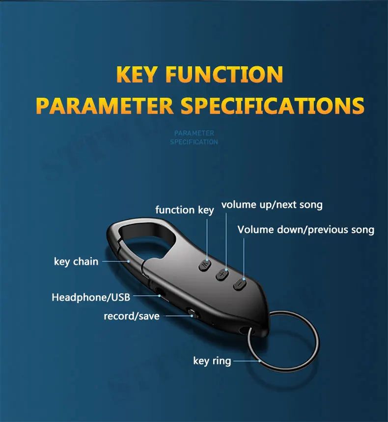 Mini Voice Activated Recorder Digital Audio Recording Keychain Device Wearable Sound Professional Micro Dictaphone STTWUNAKE 