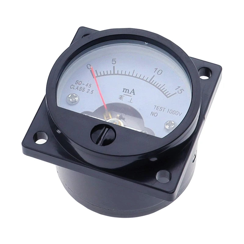 1 pieza, amperímetro DC de 0-100mA con precisión de 2.5, medidor analógico redondo de panel SO-45 de clase, negro; 1 pieza, amperímetro DC0-10mA 0-100mA con precisión de 2.5