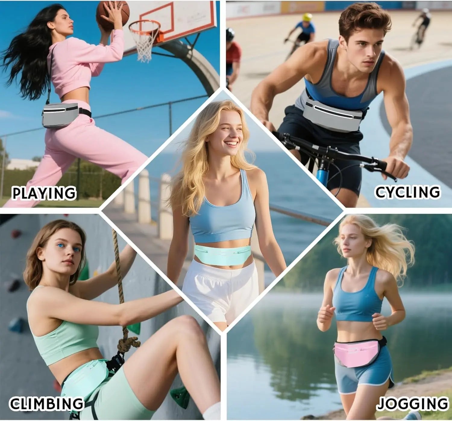 Waterproof Running Waist Pack Adjustable Belt Men Women Slim Running Bags Portable Outsides Jogging Gym Sports Cell Phone Pouch 