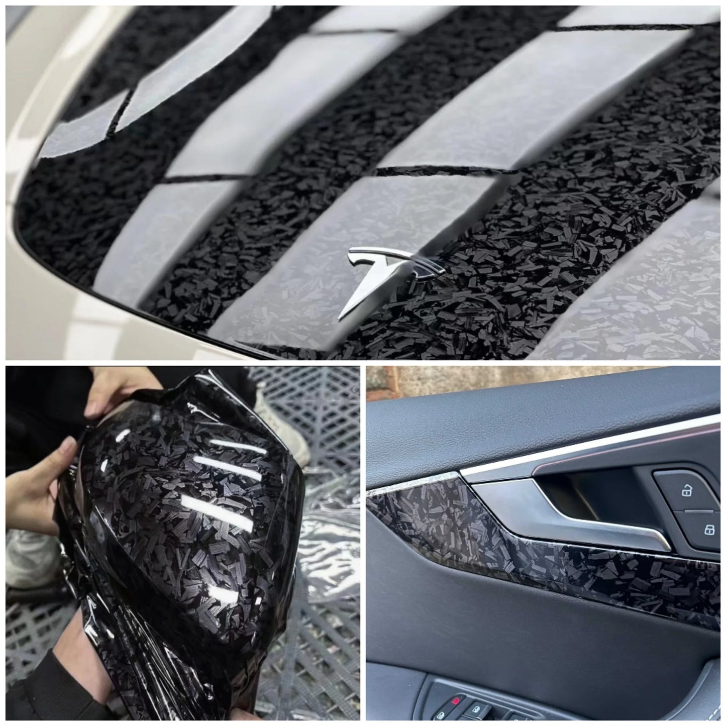 Hochwertiger silber-schwarz-roter PET-geschmiedeter Carbonfaser-Vinyl-Wrap-Rollen-Klebeaufkleber-Car-Wrapping-Folienfilm