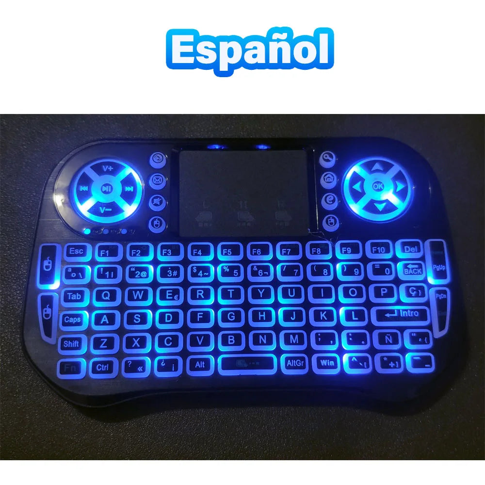 Bluetooth Wireless Mini Keyboard Backlit 2.4G USB English Russian French Spanish Portuguese Arabic Hebrew for Android TV Box PC