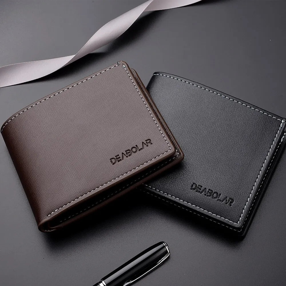 Pu Leather Men Short Wallet Thin Style Folding Young Men Credit Card Holder Wallet 