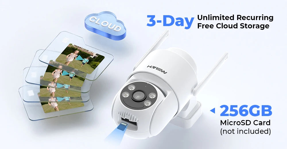 Wireless 3MP Solar Security Camera with PTZ, Color Night Vision