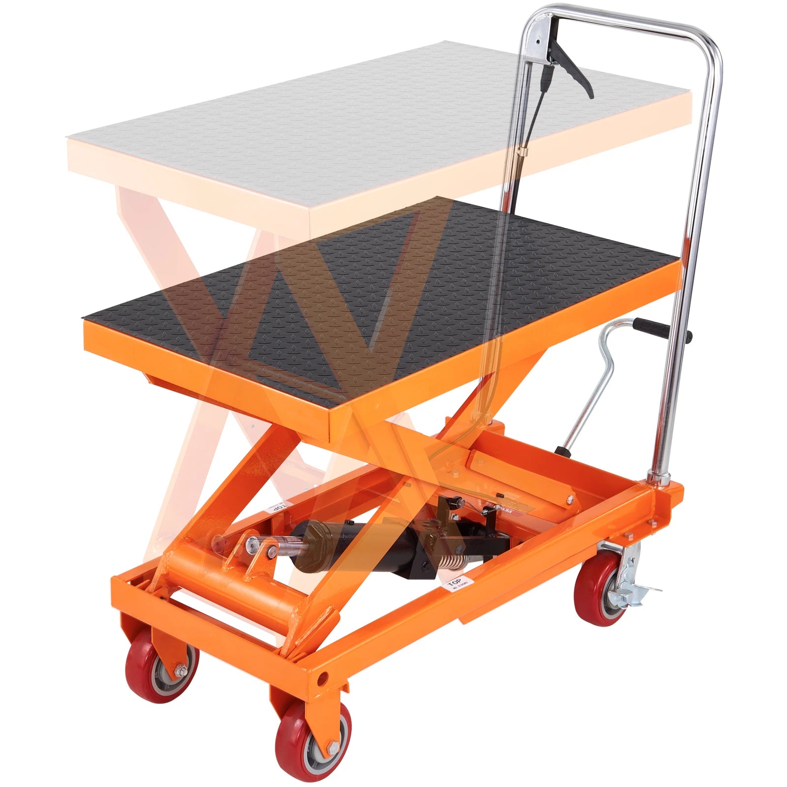 Chariot à table élévatrice hydraulique capacité 1100 lbs, levée de 35,4" avec roues