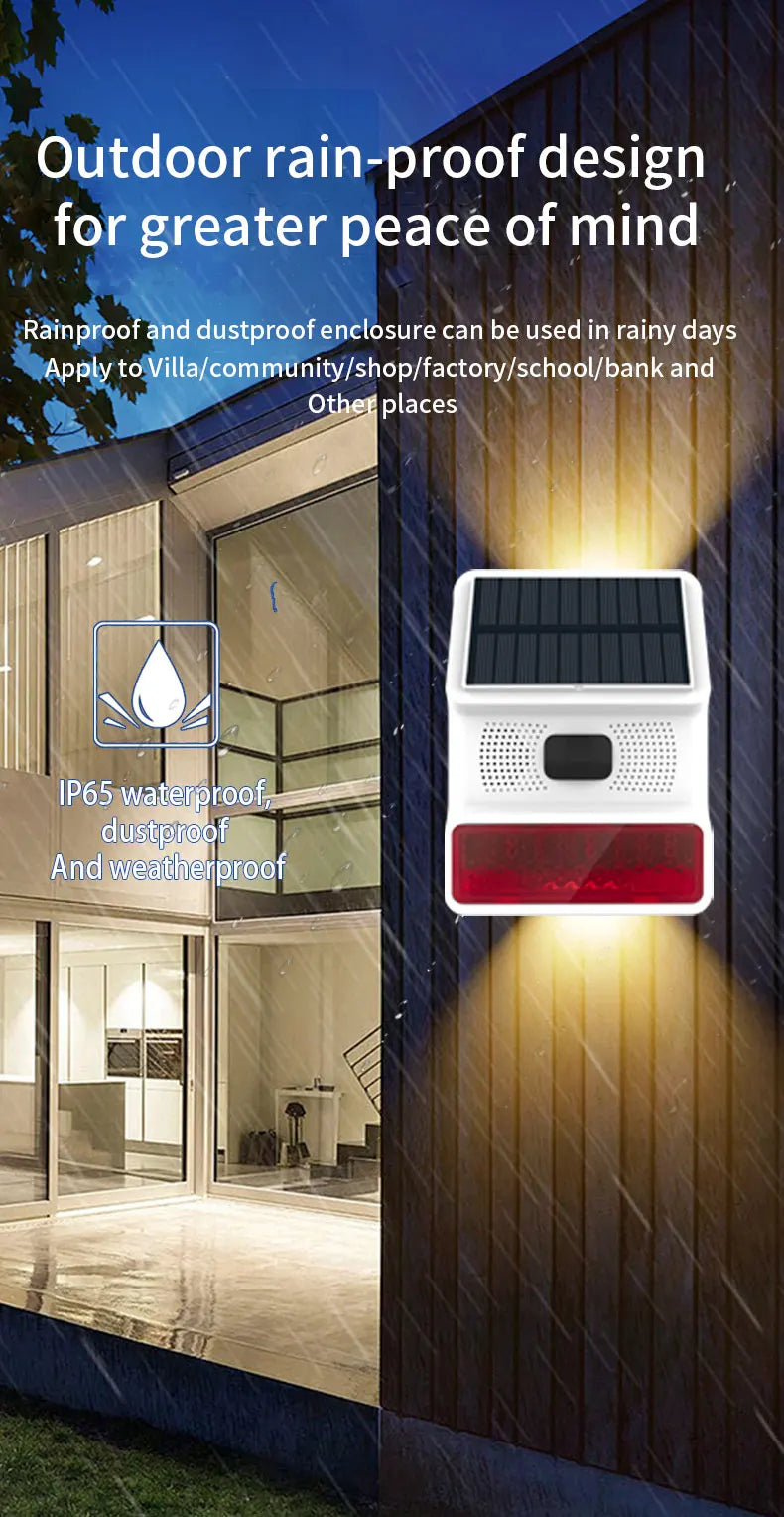 433MHz Wireless Solar Outdoor Alarm Siren