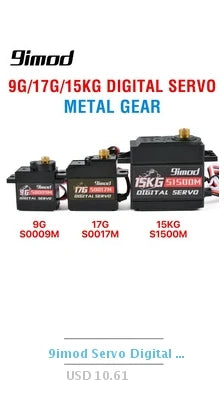 9imod Servo 9g 17g Digital Servo Motor High Speed Steering RC Servo Metal Gear Servo for 1/16 1/18 1/24 RC Car Boat Helicopter