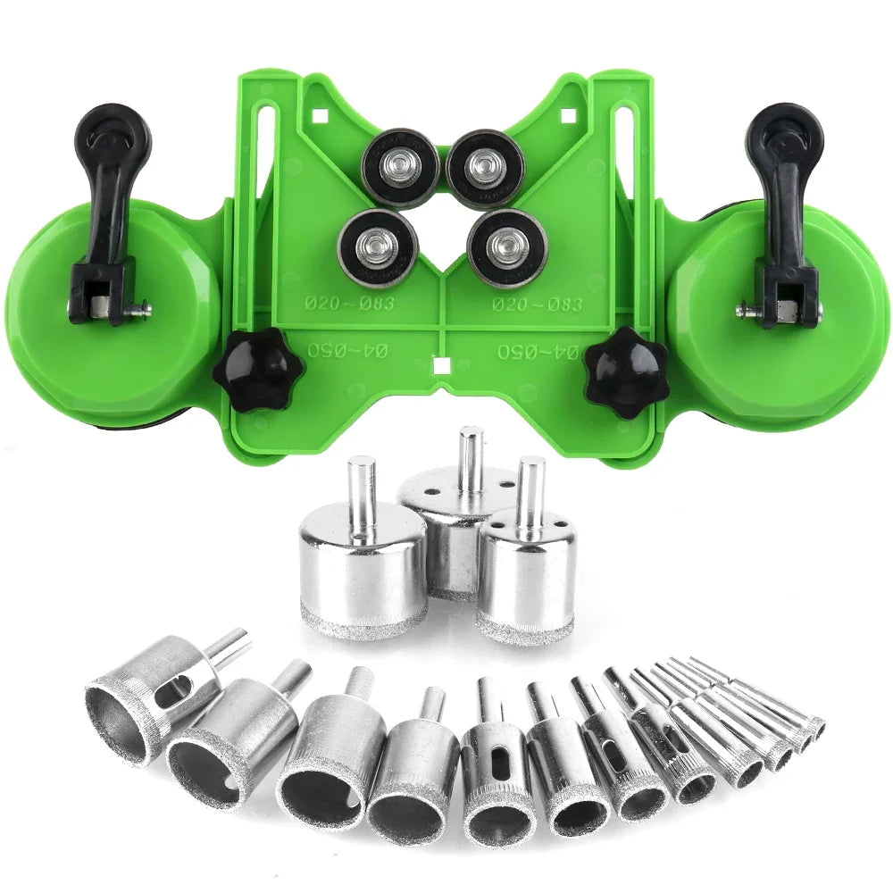 Double Suction-Cup Drill Guide, 4–83 mm, Optional 15-Bit Set