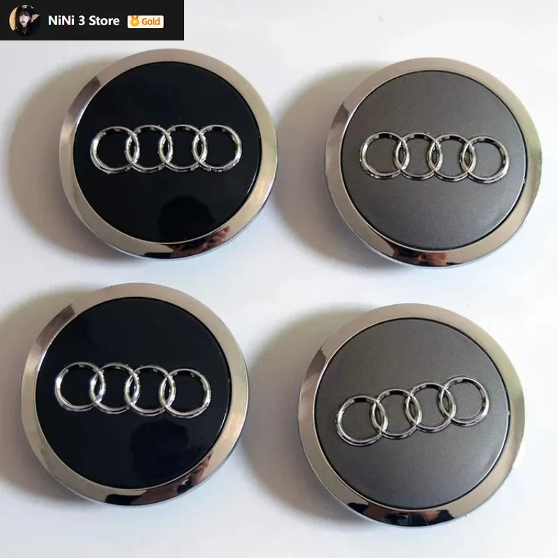 Капачки за центъра на джантите AUDI 4 бр./комплект 60 мм 61 мм 68 мм 69 мм 135 мм Стайлинг за кола Емблема за A3 A4 A5 A6 A7 A8 S4 Автоаксесоари