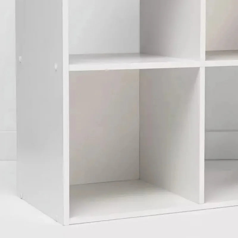 Raft organizator cu 6 cuburi, bibliotecă de depozitare de 11" – unitate din lemn alb