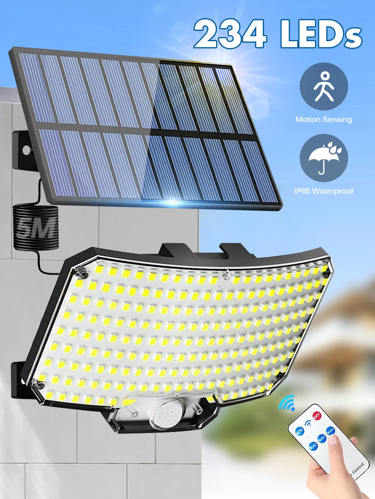Narzędziowy reflektor solarno-ruchowy z 234 diod LED i pilotem