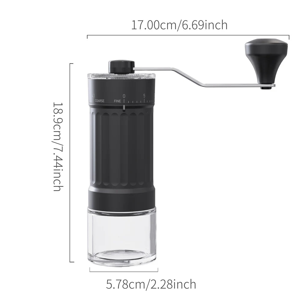 Moinho de café manual com mós de cerâmica ajustáveis