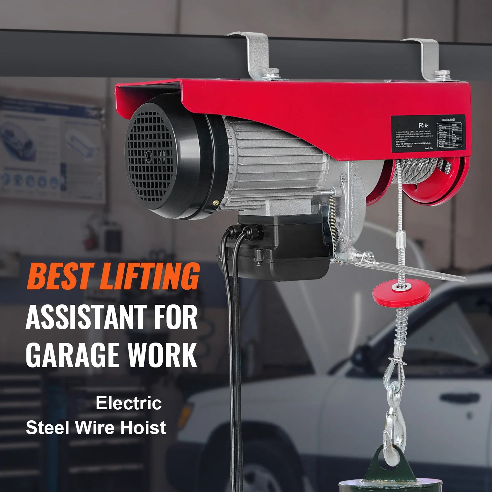 2200 lb Electric Hoist with Wireless Remote & 1600W Motor