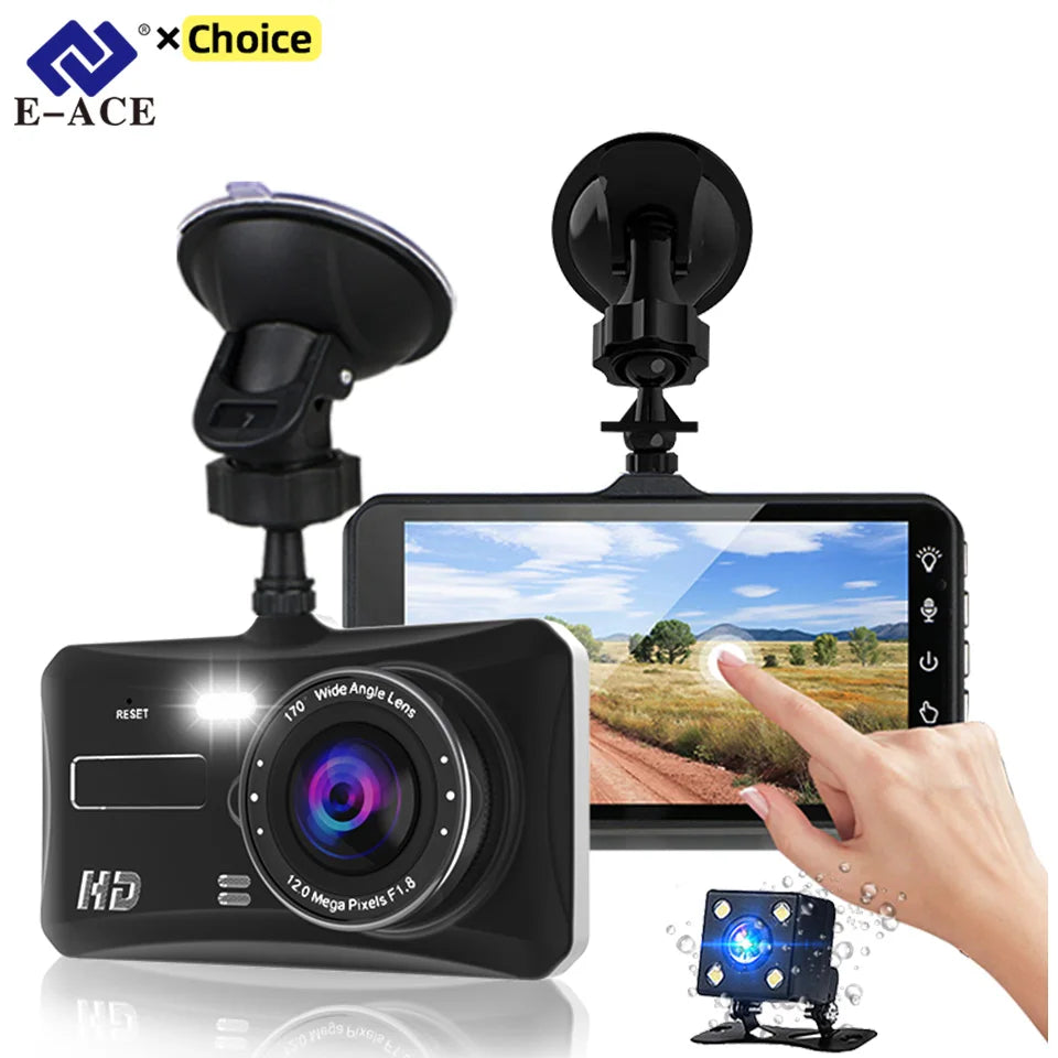 Dash Cam Camera Car HD 1080P Touch Night Vision Video Recorder Vehicle CAR DVR Black Box Driver Recorder Front and Rear Dashcam 