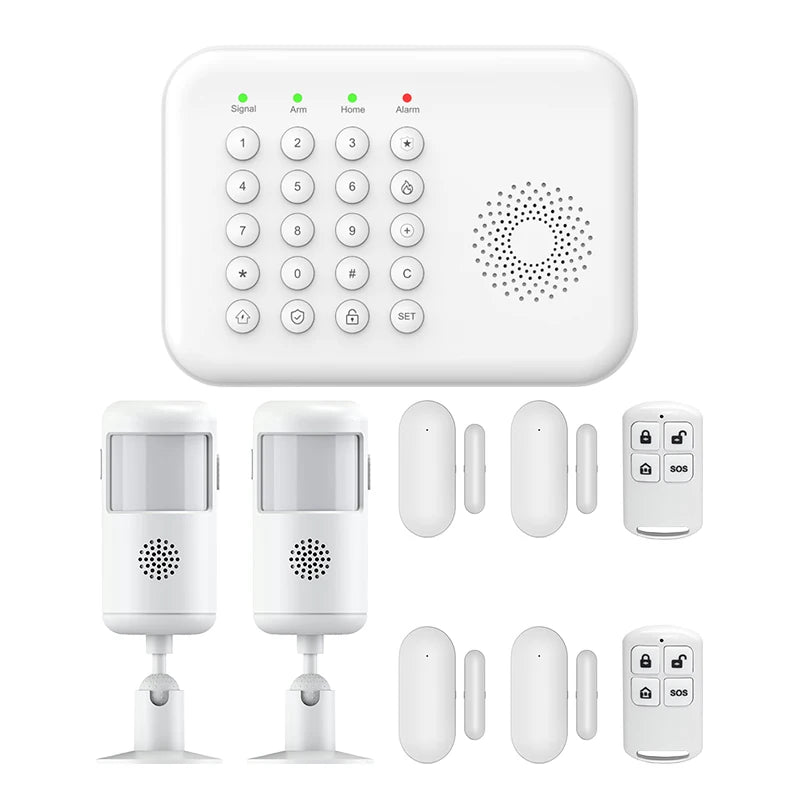 PGST 4G WiFi Home Burglar Anti Theft Security Alarm Complete Kit Works with Tuya Works with Smart Life Smart App Remote Control Wireless Sensor Combination Standby Power Backup Alarm System Apartment Villa Store Warehouse Eur