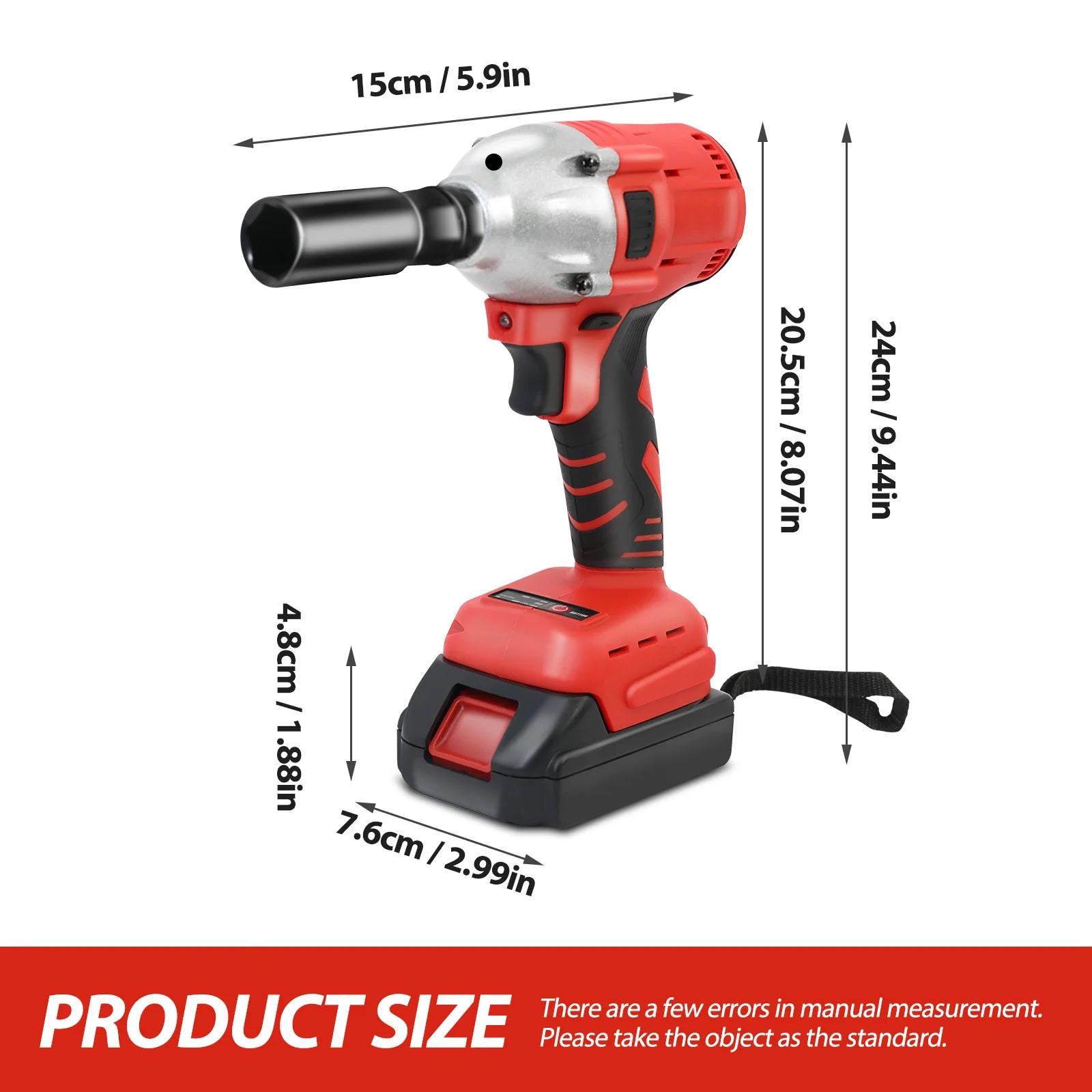 20V Cordless Impact Wrench Set 1/2 Inch Brushless Motor 1500mAh Battery