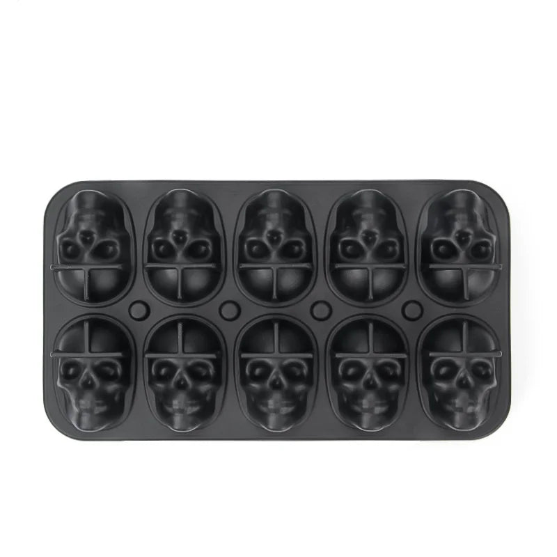 Skull Ice Ball Mold Silicone 3D Flexible Ice Cube Trays BPA Free Ice Trays For Freezer Horror Skull Head Cocktail Ice Ball Maker 