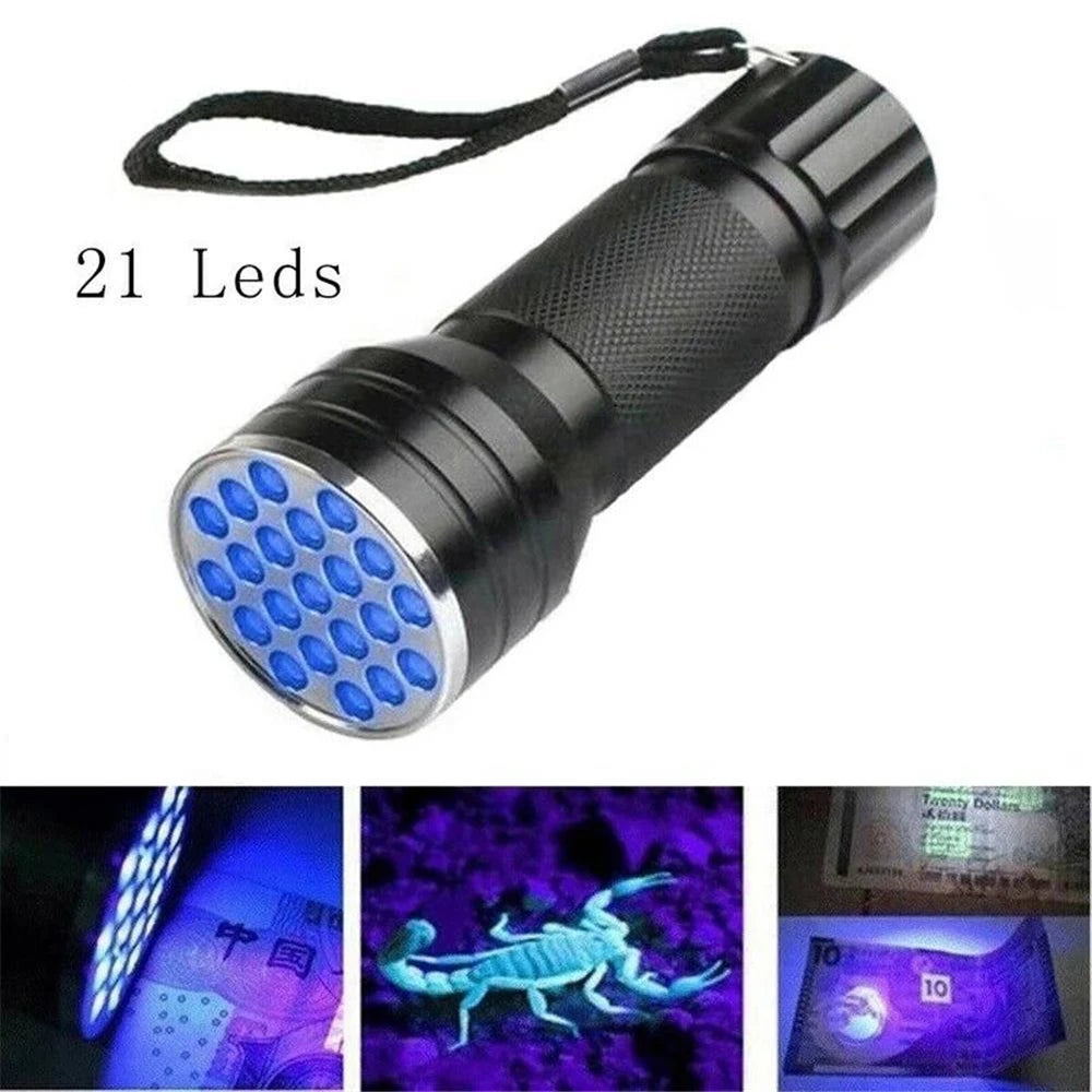 Portable 21 LED UV Ultraviolet Flashlight Blacklight 395NM Mini Torch Flash Lamp For Pet Urine Stains Black Light Flashlights 