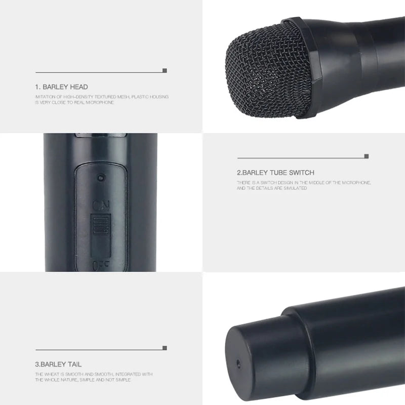 1 unidade, microfone de imitação, acessório de palco, microfone artificial de brincar para crianças, microfone de plástico para karaoke, brinquedo para disfarces e faz de conta