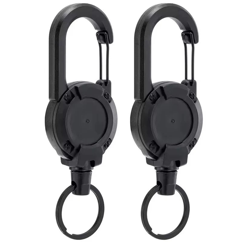 Retractable Rope KeyChain Pull Reel Carabiner Strong Steel Wire Buckle for Men Outdoor Extendable Key Holder