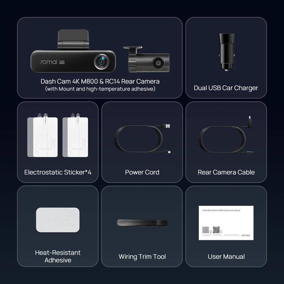 4K Dash Cam with 128GB Storage, GPS, ADAS & 24H Parking Guard