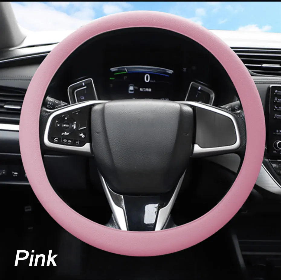 SEAMETAL Silica Gel Steering Wheel Cover Full Surrounded Elastic Car Steer Wheel Protector Anti Slip Universal for 33cm-40cm