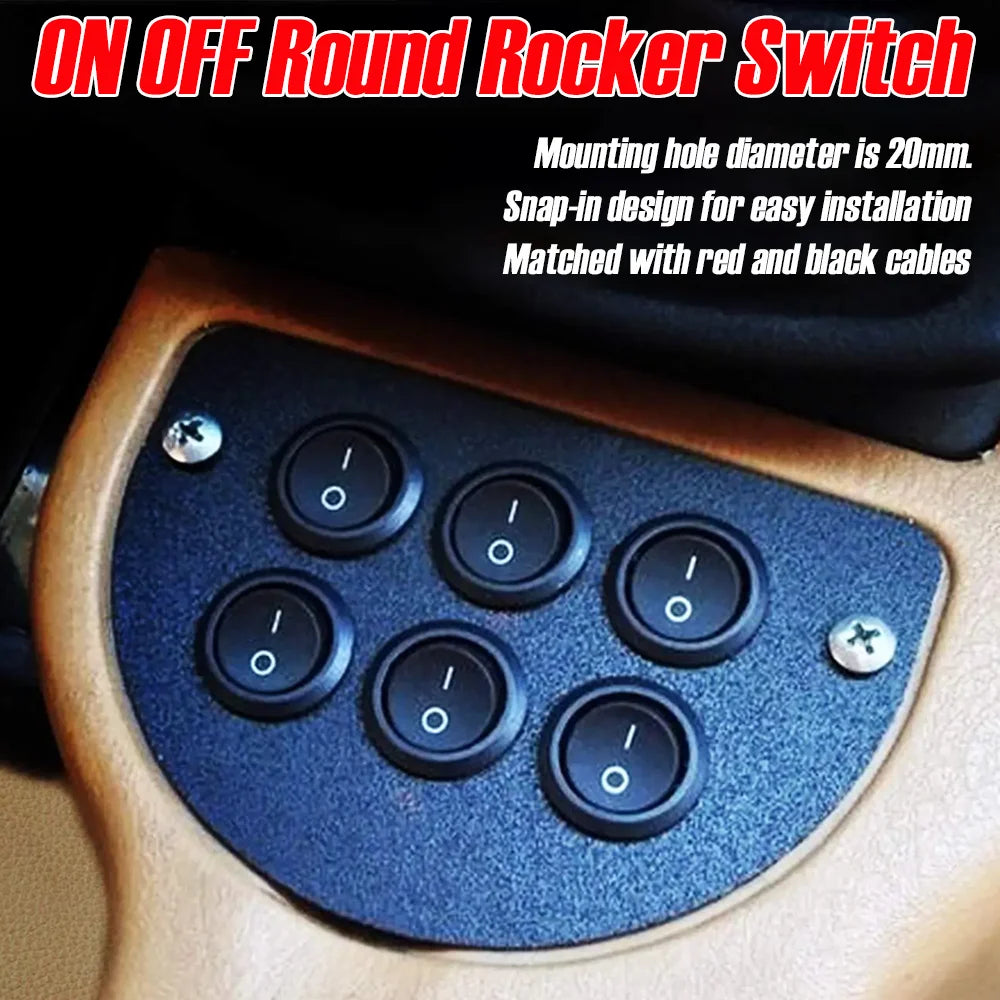 1-10Pcs 20mm Round Practical Joystick Switch SPST 2 Pin Snap-in ON-Off Toggle Switch Universal 12V for Car RV Boat