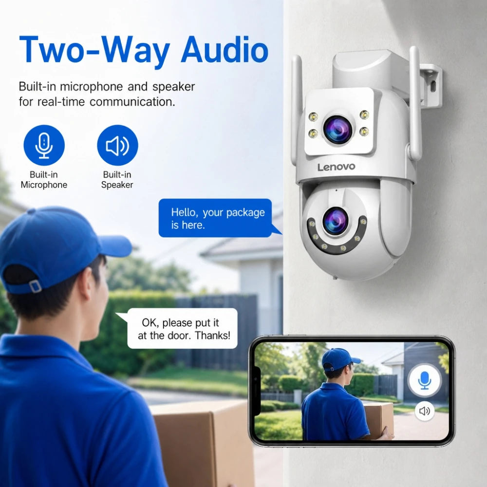 4K Dual Lens Outdoor WiFi Camera with Two-Way Talk, IP66 Waterproof, AI Tracking, Night Vision