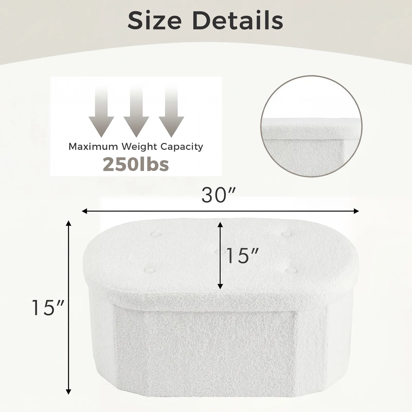 Storage Ottoman Bench 43 Inch with Hidden Storage and Cushion Seat