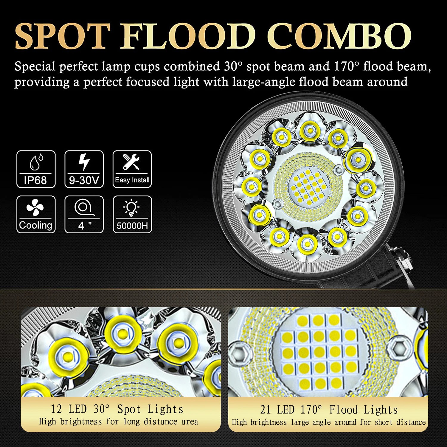 4 Inch 123W LED Work Light Bar 12V 24V
