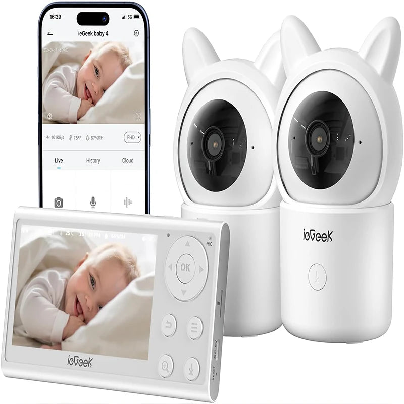 ieGeek 1080P Baby Monitor with 2 Cameras and Split Screen
