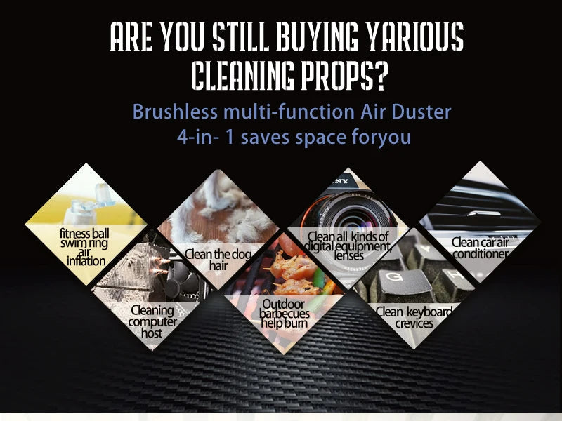 Protable Air Duster for Computer Cleaning 51000RPM Cordless Compressed Air Blower with LED Light for PC computers Keyboard Clean 