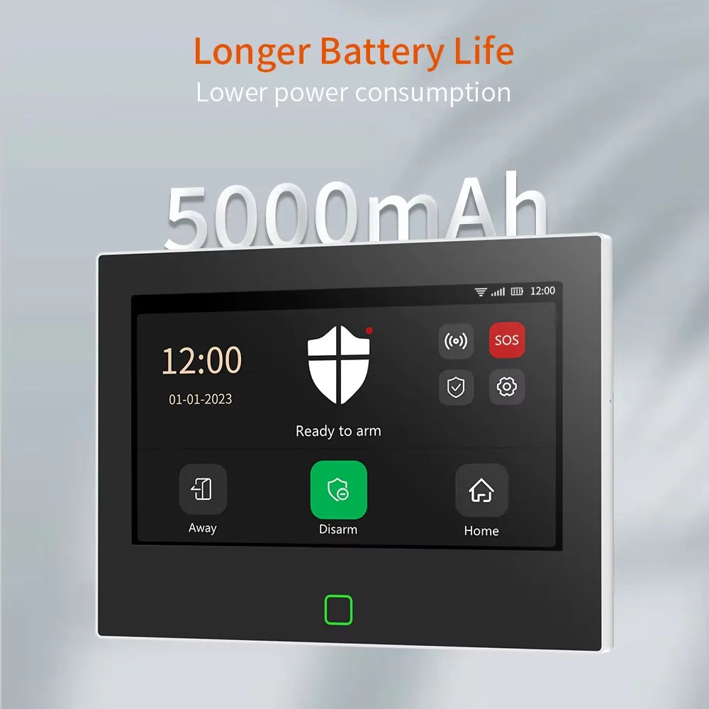 16|Staniot Versión Lora de 7 pulgadas Sistema de alarma para el hogar inalámbrico Alcance de transmisión de 500m WiFi 4G Sirena integrada. Alarma inteligente
