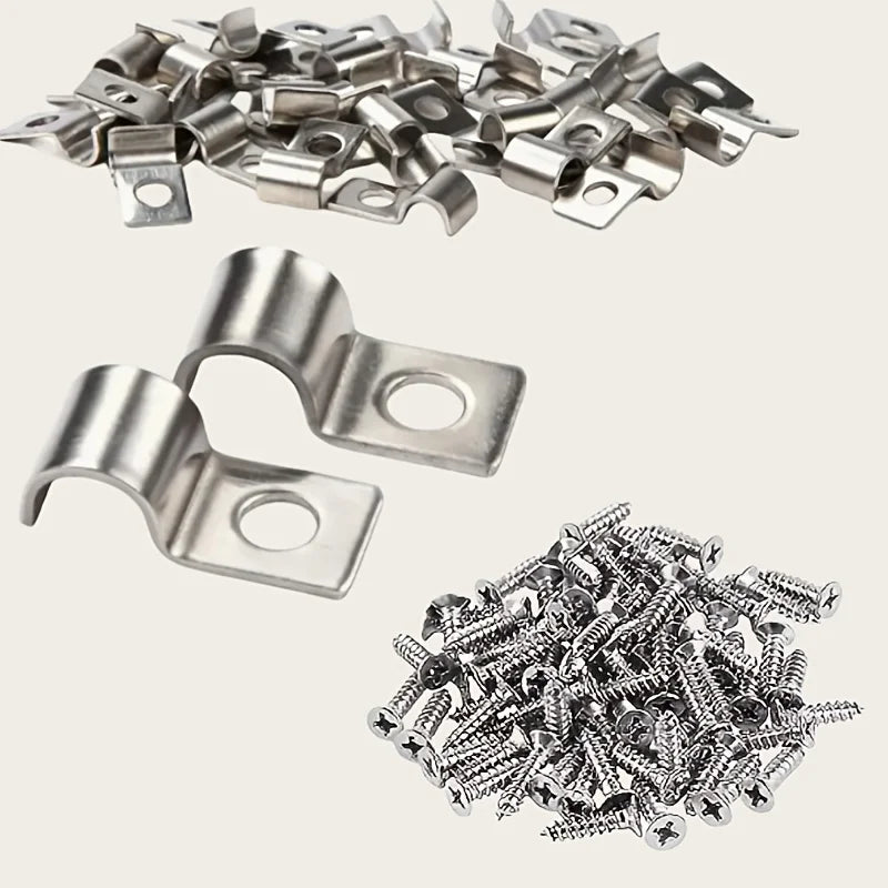 Bevestigingsclips voor kabels en leidingen van roestvrij staal, 50 sets