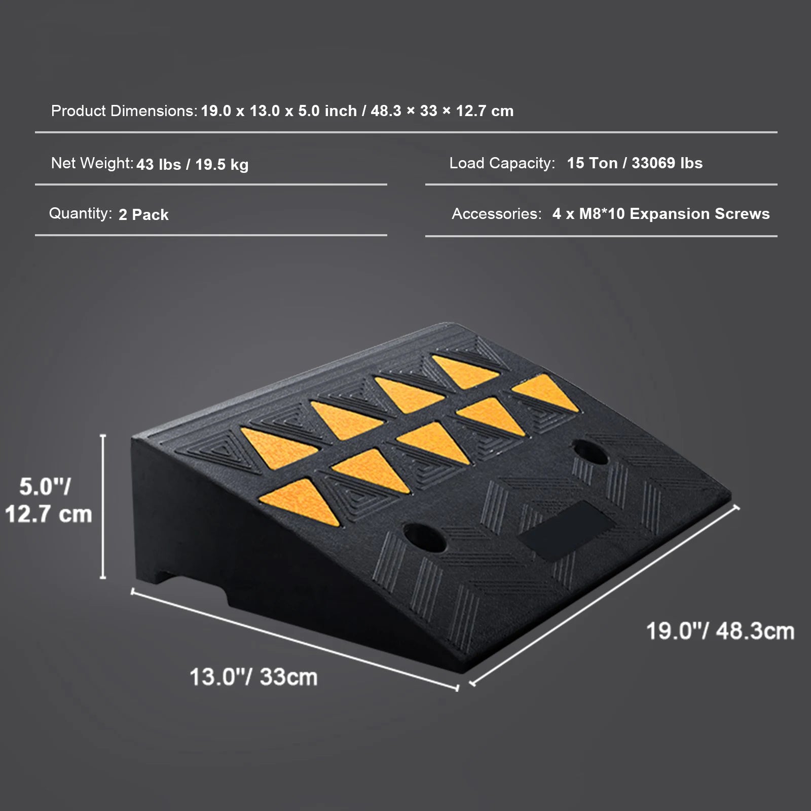 SucceBuy 1/2 pakiranje gumijastih zapornic za prag, ravenje terase in dvorišča, ramp za vozila, z stabilno mrežno strukturo za avtomobile, invalidski voziček, motorje in kolesa