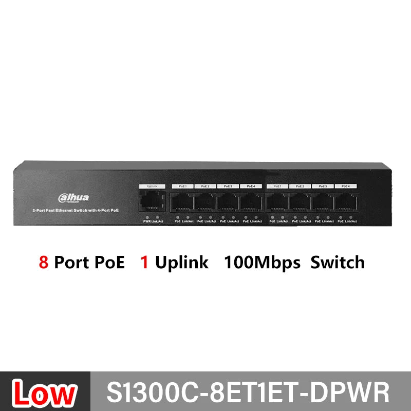 Dahua 4/8/16/24 Port PoE Switch 10/100/1000Mbps Gigabit Fast Ethernet Switch IEEE 802.3 For VTO VTH IP Camera S1300C-4ET2ET-APWR 
