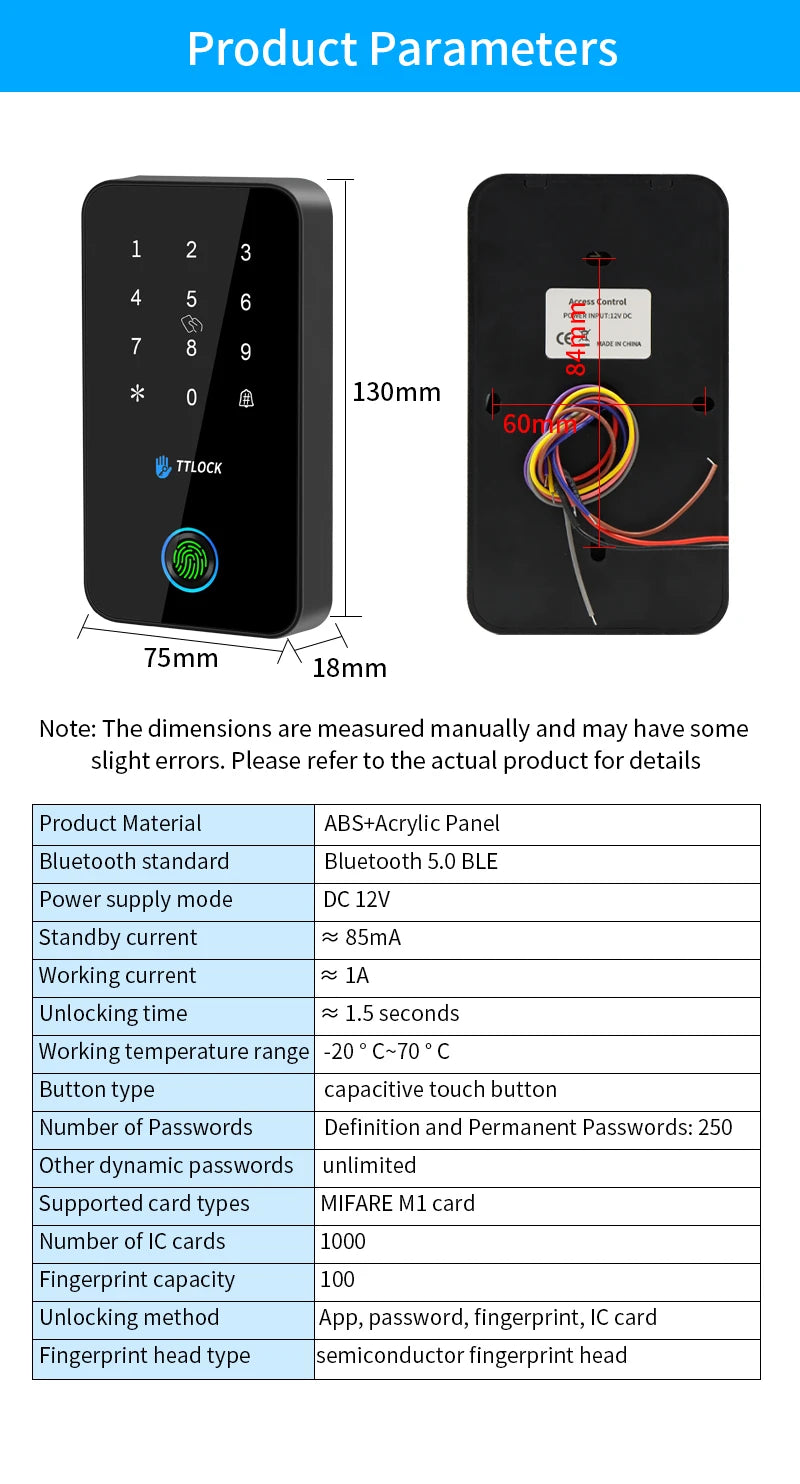 BSTUOKEY Étanche IP67 Serrure intelligente TTlock Contrôle d’accès Clavier Extérieur Empreinte Digitale Mot de passe Bluetooth 13.56MHz Carte App Déverrouiller