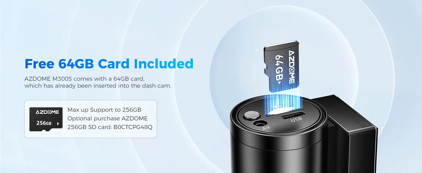 AZDOME M300S 4K Front and Rear Dash Cam with WiFi GPS