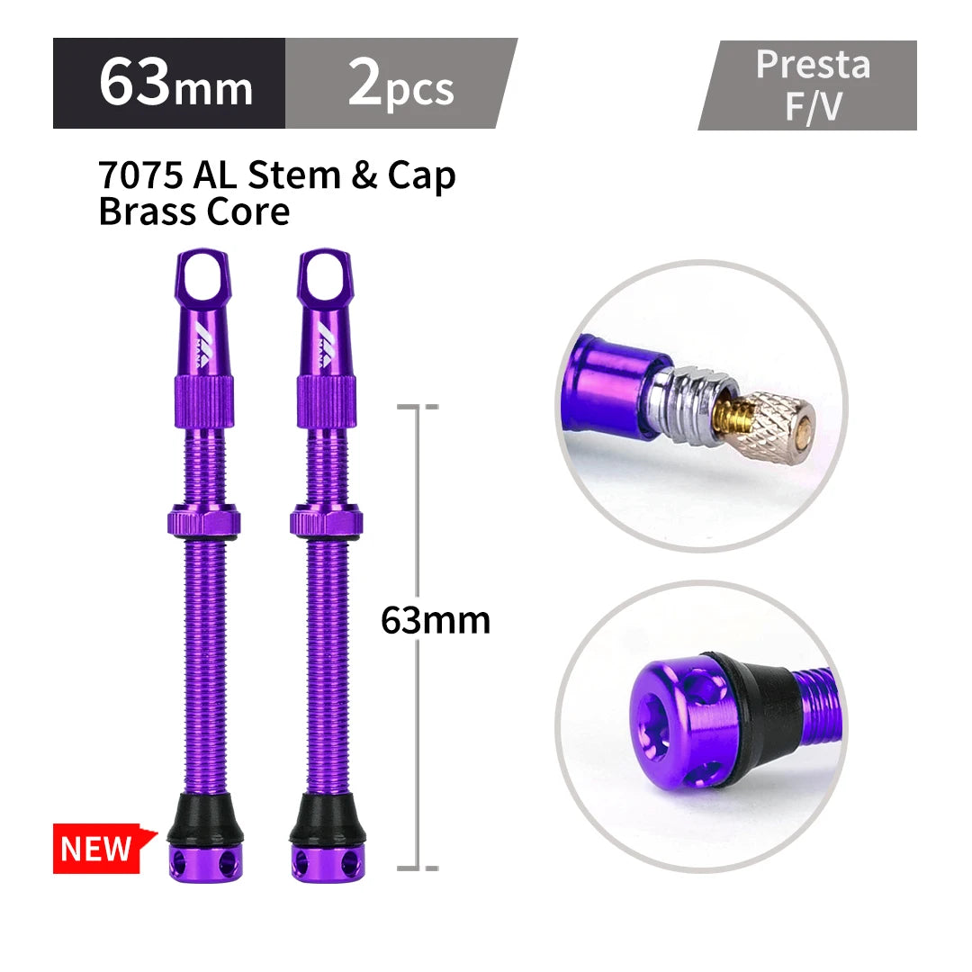 Válvulas Tubeless Presta MANA — Par, 40–100 mm