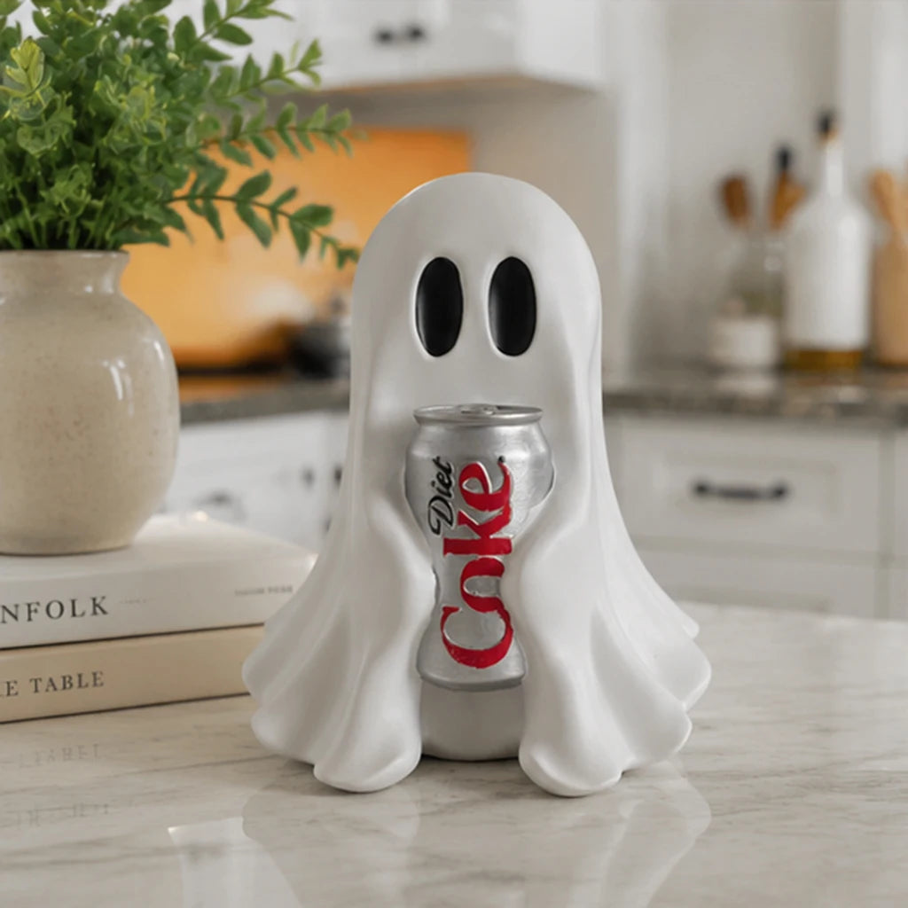 Spook in frisdrankblikje, ornament van hars