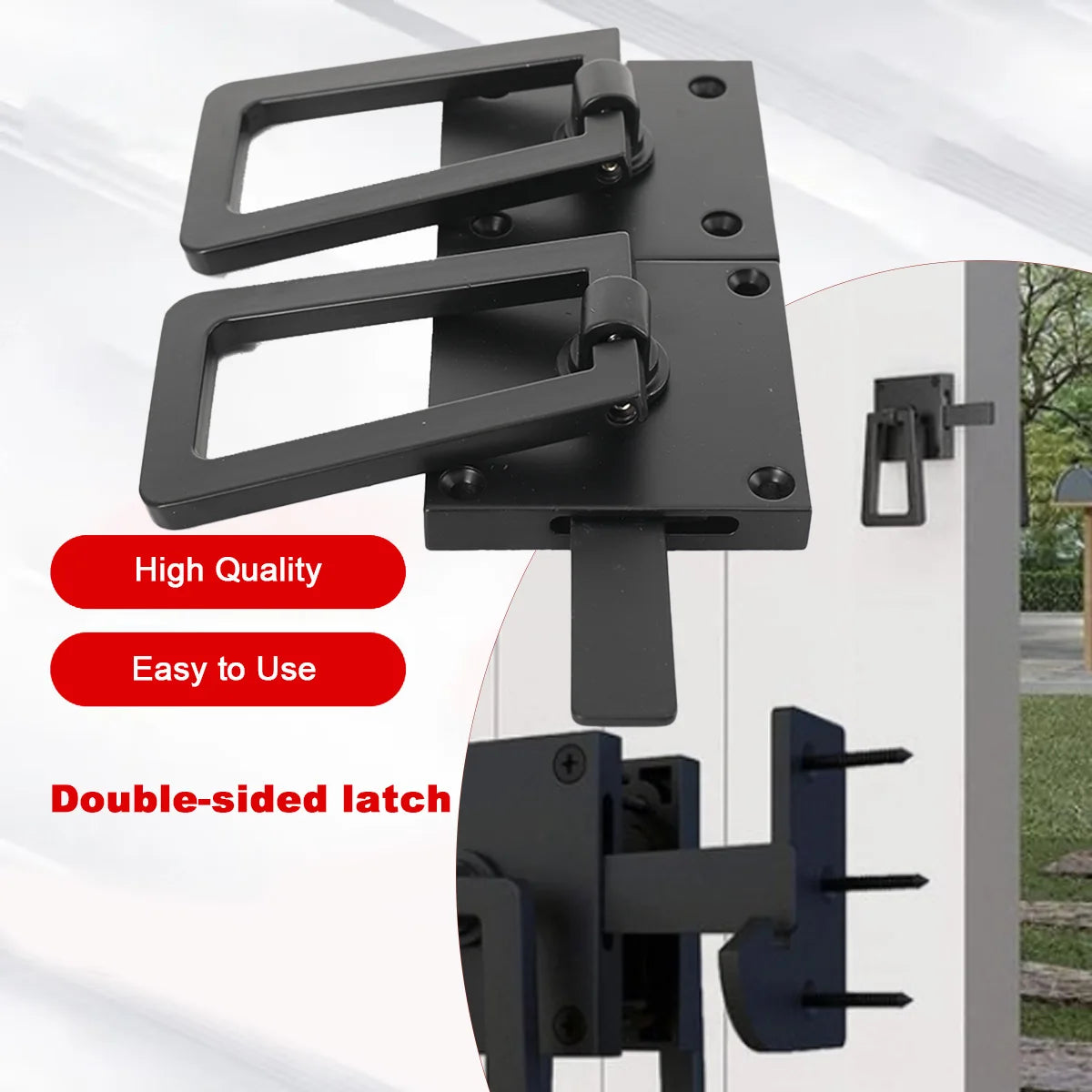 Heavy Duty Gate Latch Double Side Gate Latches Matte Black Fence Latch Garden Door Latch Pool Gate Latch