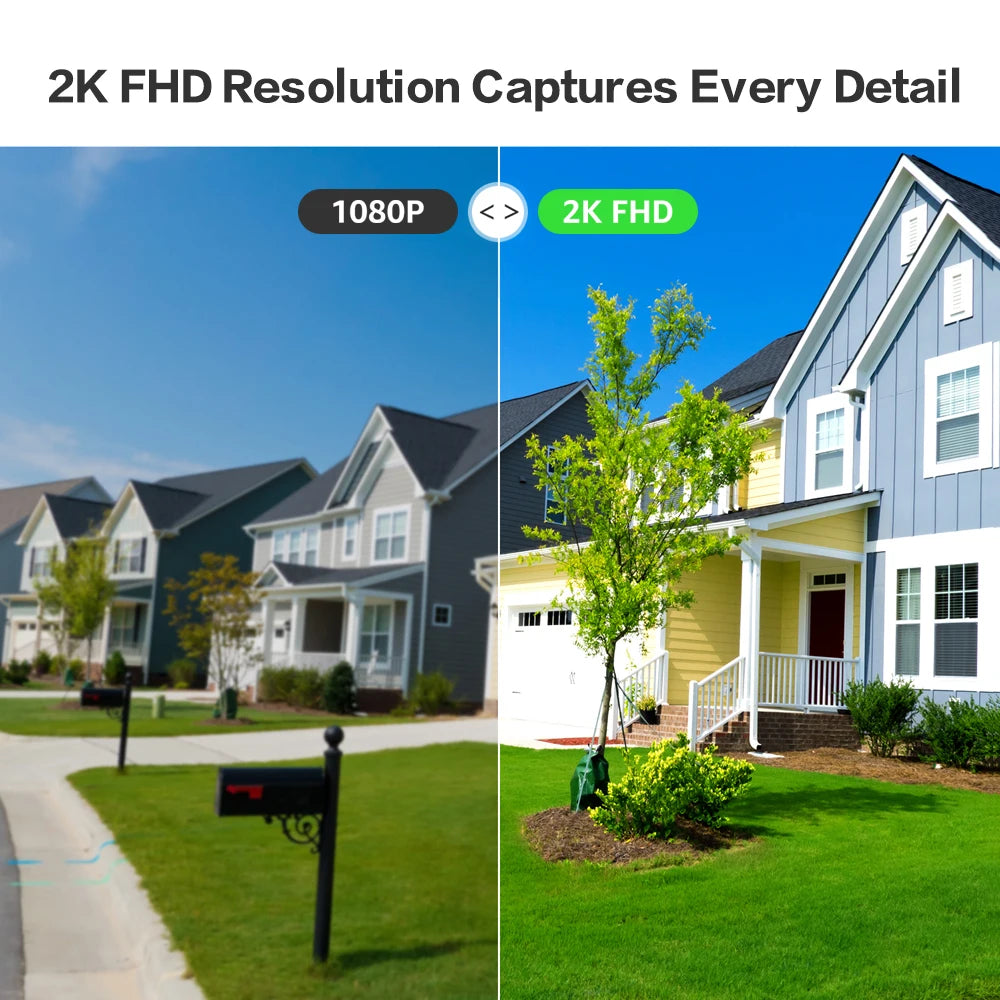 2K 3MP Wireless Solar Security Camera with Battery and Night Vision
