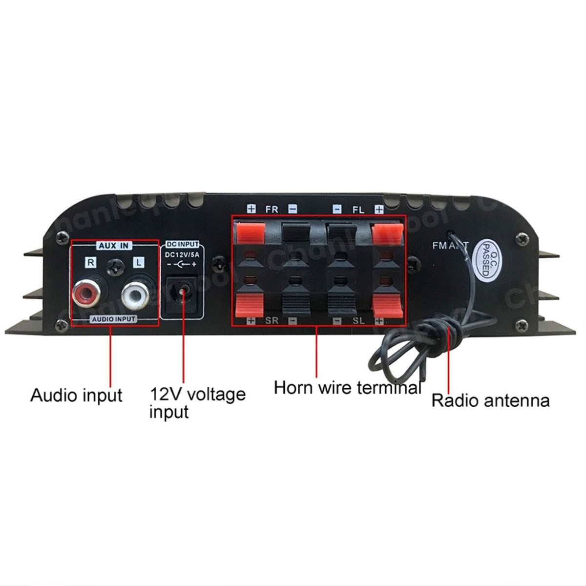 1600W Peak Power HiFi Sound Amplifier Digital 4 Channel Audio Amplifier Bluetooth Karaoke Player FM Radio Support Remote Control 