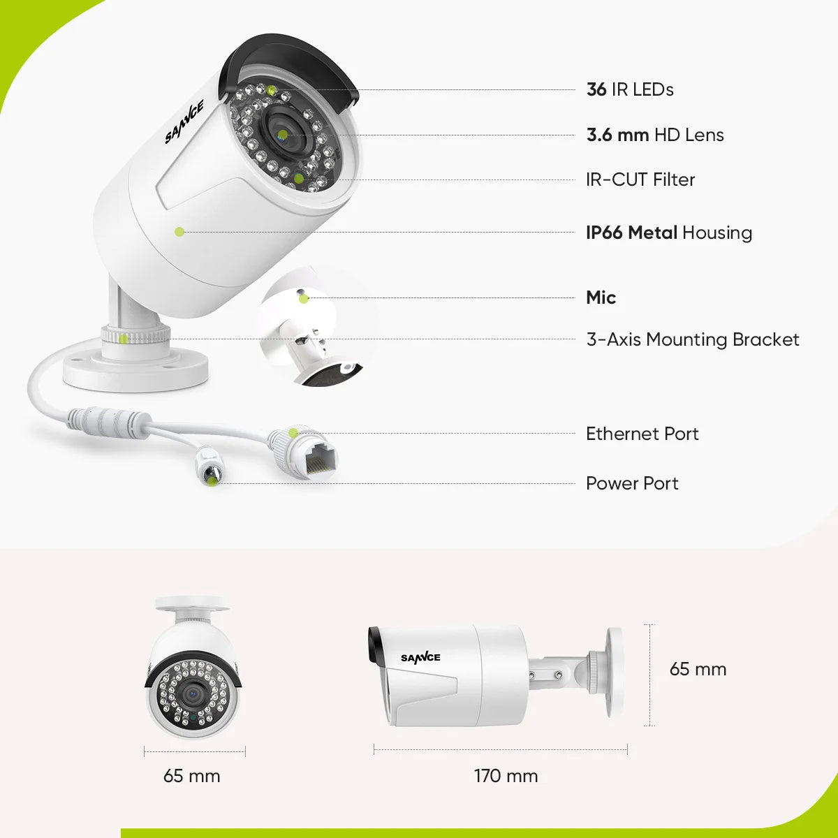 SANNCE 5MP PoE Security Camera System with 8CH NVR