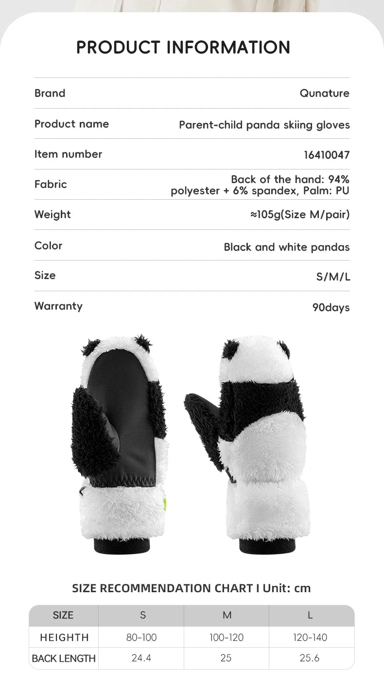 Panda Ski Gloves for Kids & Parents – Warm Winter Grip Gloves